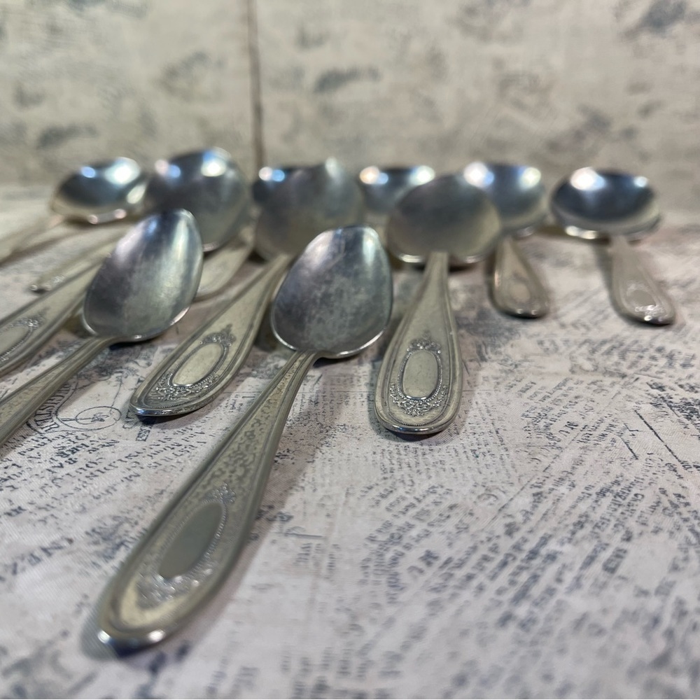 Vintage Monroe Silver Co Soup Spoons Set of 11 Silver Plated Flatware